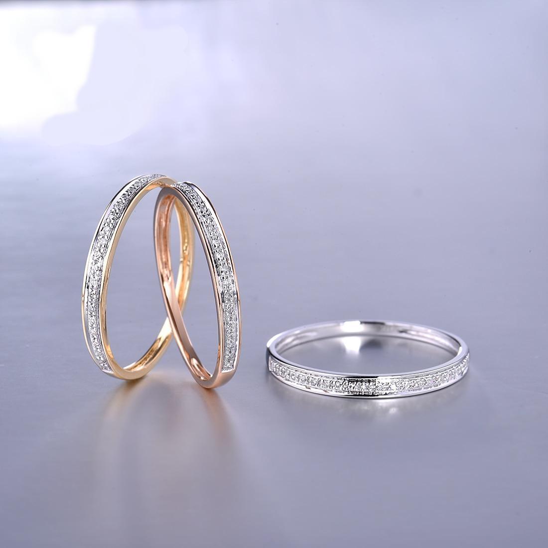 VISTOSO Genuine 14K White/Yellow/Rose Gold Rings For Lady Shiny Diamond Engagement Anniversary Simple Style Eternal Fine Jewelry