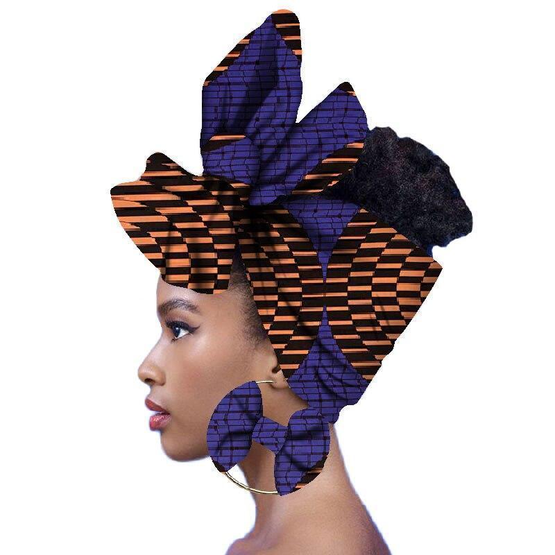 2020 Fashion African Head Scarf And Warrings 2 Pieces Women African Clothing Bazin Rich Headwear Wax Ankara Hairband SP018