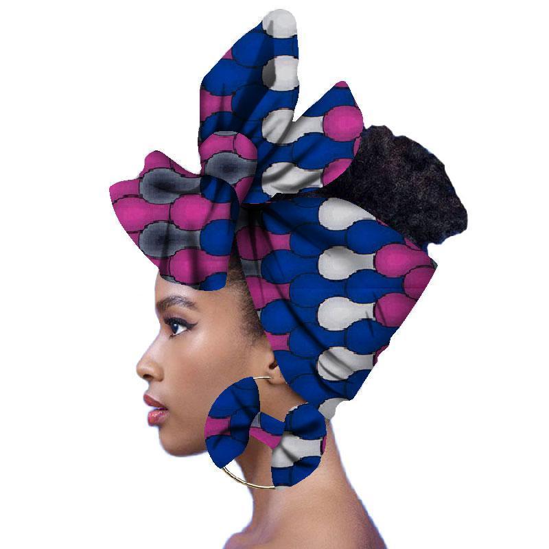 2020 Fashion African Head Scarf And Warrings 2 Pieces Women African Clothing Bazin Rich Headwear Wax Ankara Hairband SP018