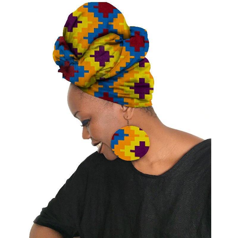 2020 African Ankara Earring Set African Earrings & Matching Headtie Ankara Wax Head Scarf And Africa Earring 2 Pieces SP033