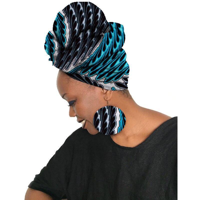 2020 African Ankara Earring Set African Earrings & Matching Headtie Ankara Wax Head Scarf And Africa Earring 2 Pieces SP033