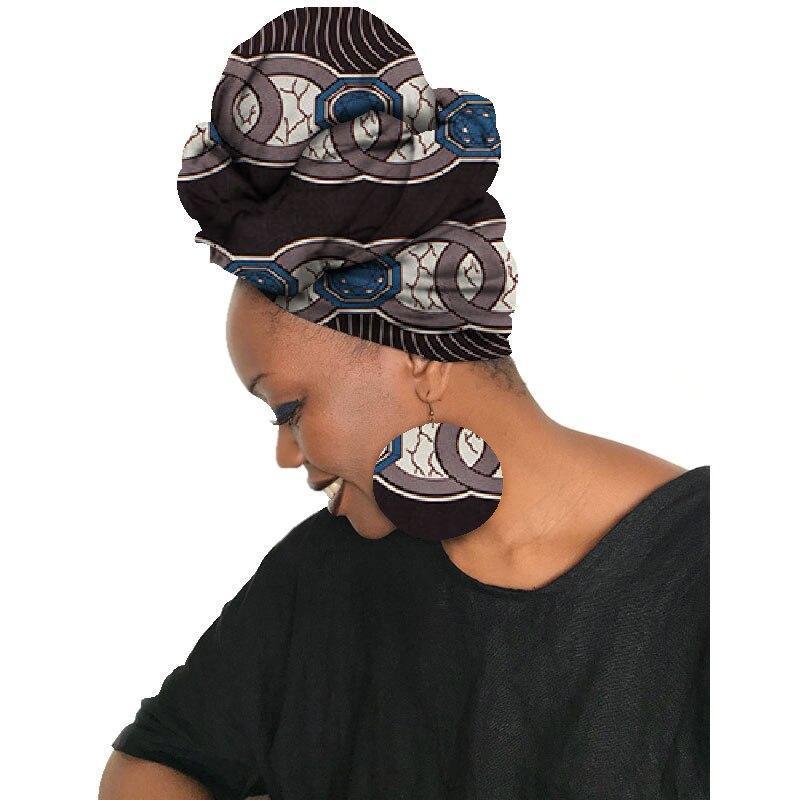 2020 African Ankara Earring Set African Earrings & Matching Headtie Ankara Wax Head Scarf And Africa Earring 2 Pieces SP033